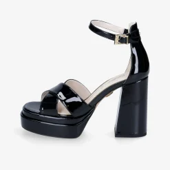 Buffalo May Cross-Vegan Patent Damen Plateausandale-Damen High Heels | Sandalen