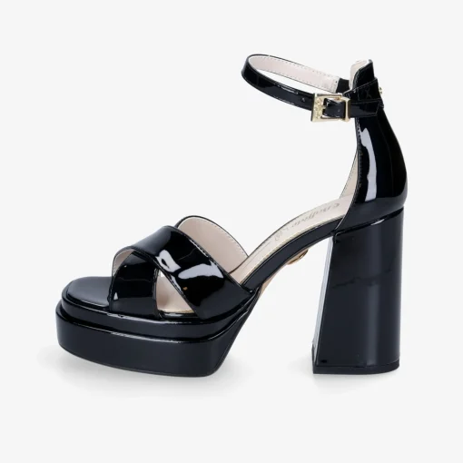 Buffalo May Cross-Vegan Patent Damen Plateausandale-Damen High Heels | Sandalen