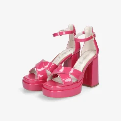 Buffalo May Cross-Vegan Patent Damen Plateausandale-Damen High Heels | Sandalen
