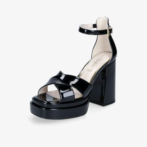 Buffalo May Cross-Vegan Patent Damen Plateausandale-Damen High Heels | Sandalen