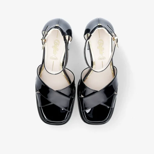 Buffalo May Cross-Vegan Patent Damen Plateausandale-Damen High Heels | Sandalen