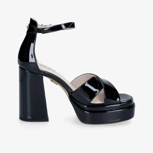 Buffalo May Cross-Vegan Patent Damen Plateausandale-Damen High Heels | Sandalen