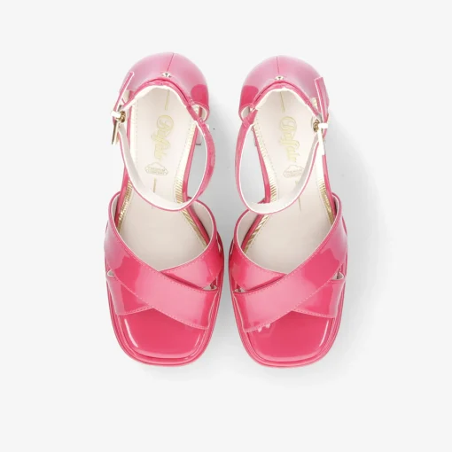 Buffalo May Cross-Vegan Patent Damen Plateausandale-Damen High Heels | Sandalen