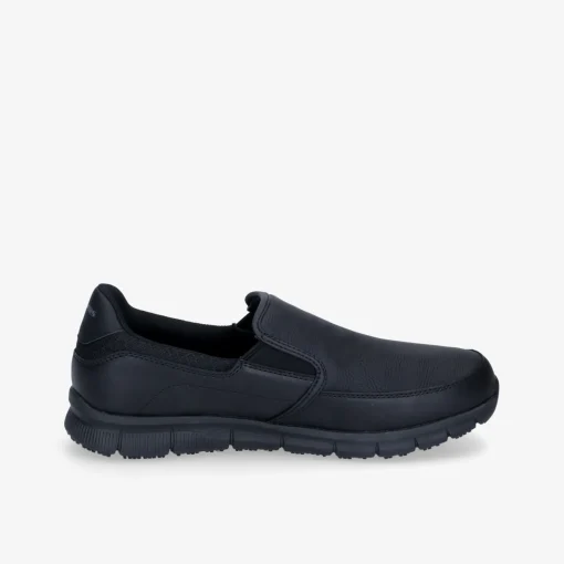 SKECHERS BLK PU WORK RELAXED FIT NAMPA-GROTON SR-Herren Halbschuhe